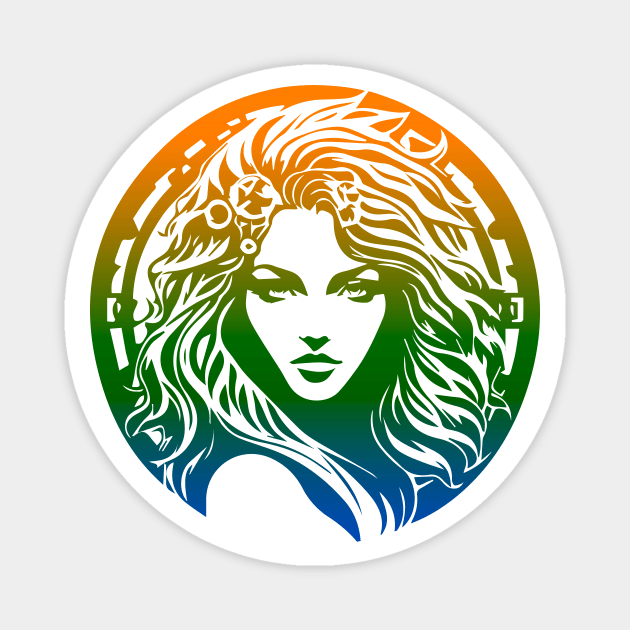 Woman's Face - Colorful Graphic Design Magnet by Well3eyond